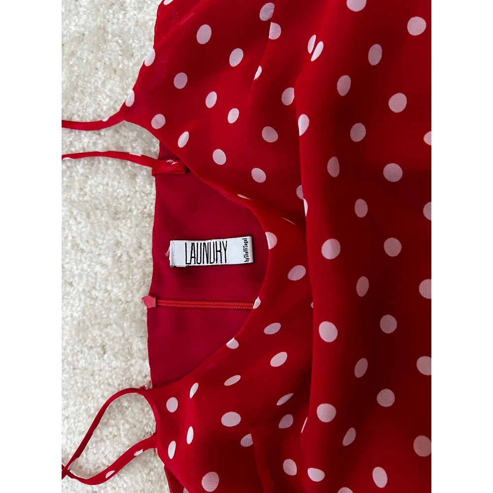 Laundry by Shelli Segal Polka Dot Silk Y2K Ruffle Romantic Slip Dress Size 2 - Picture 3 of 7